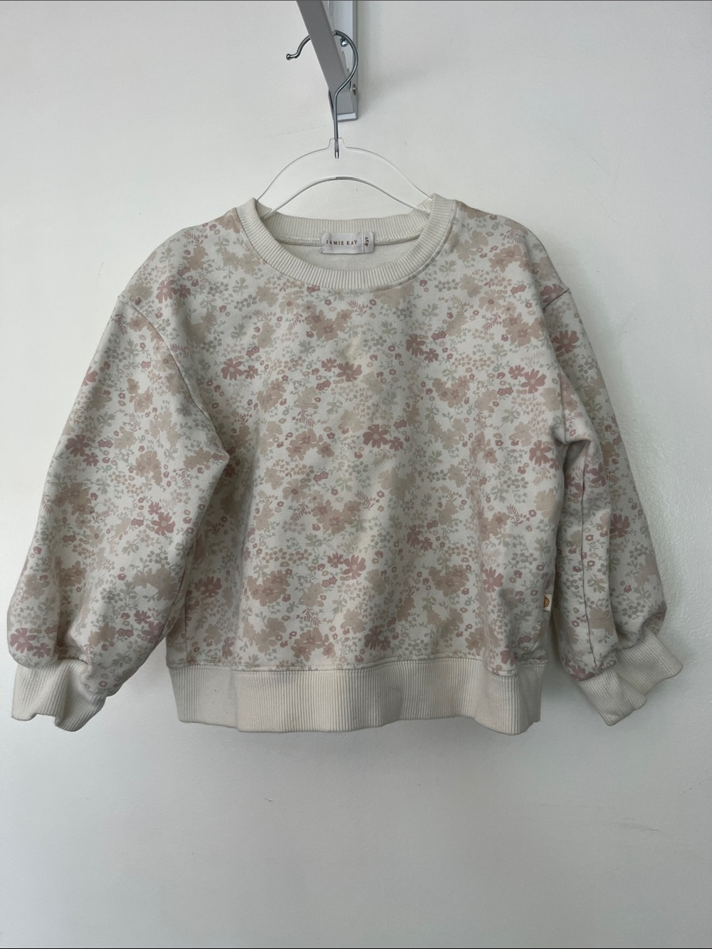 Jamie Kay Cream Sweatshirt with Pale Pink Floral Print